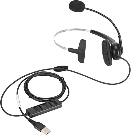 SIXRUN Casque Mono-Oreille, Casque D'ordinateur Léger et Confortable avec Réduction de Bruit et Micro pour Centre D'appels (Interface USB)