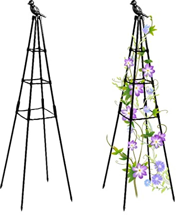 Traliccio da giardino, 119,4 cm, per piante in vaso, fiori, ortaggi e viti, torre per pomodori, traliccio obelisco da giardino, supporto per piante rampicanti per esterni e interni, confezione da 2