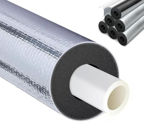 HAOYUES Tubo de Espuma Fundas Térmico para Tuberías Exteriores Coquilla Aislante De Papel De Aluminio Autoadhesivo de Aislamiento para Tubos De Agua Y Calefacción (ID) 20mm x (T) 10mm x (L) 0.9m