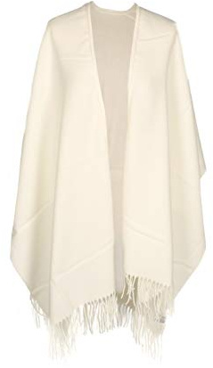 TOUTACOO, Grand Poncho Femme avec Franges - Fabriqué en France, 07-ecru, Taille unique