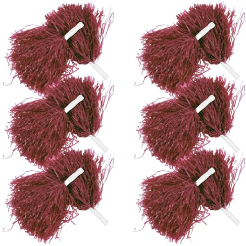 Burgundy Spirit Pom Poms - Set of 12 - Cheerleading and School Spirit Supplies