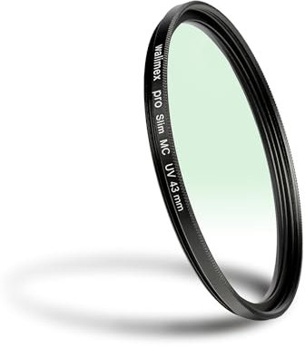 Walimex pro UV-Filter Slim MC 43mm - Schutz vor UV-Strahlen und Verschmutzung, Hochwertige Mehrschichtvergütung, mit äußerst dünner, gering auftragender Metallfassung, Inkl. Schutzhülle