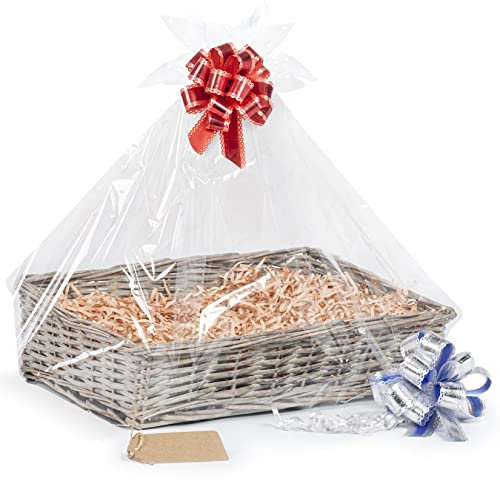Woodluv Create Your Own - Wicker Gift Hamper Basket Kit Christmas Presents, Christening, Wedding, Baby Shower or Birthday Gift - Grey