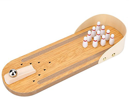 VGEBY Mini Bowling Spielzeug, Bowling Kinder Hölzerne Tischplatte Bowling Spiel Satz Pädagogisches Spielzeug Set Für Kinder Kegelspiel