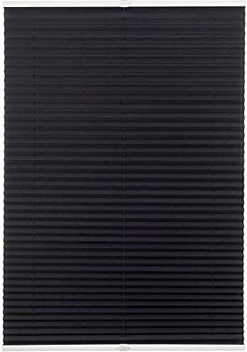 ondeco Plissee ohne Bohren mit Klemmträger viele Farben, Sonnenschutz für Fenster innen, Lichtschutz und Blickdicht, Plissee klemmfix Faltrollo Sichtschutz für Tür Schwarz 80x130 cm