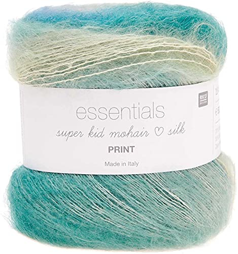 Rico Essentials Super Kid Mohair Loves Silk Print, Lacegarn Mohair Seide Farbverlauf zum Stricken und Häkeln (11 spring)