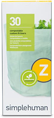 simplehuman Code Z 30 Liner, Custom Fit Liner, Compostable Trash Bags in Dispenser Packs