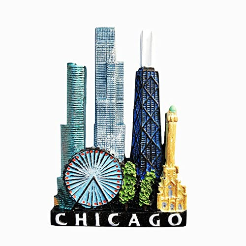 Chicago USA 3D Landmark Fridge Magnet Souvenir Gift,Resin Handmade Chicago Refrigerator Magnet Home & Kitchen Decoration Collection