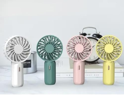 Standing Portable Rechargeable Handheld USB Mini Fan Battery Operated (Yellow) with 7 LED lights