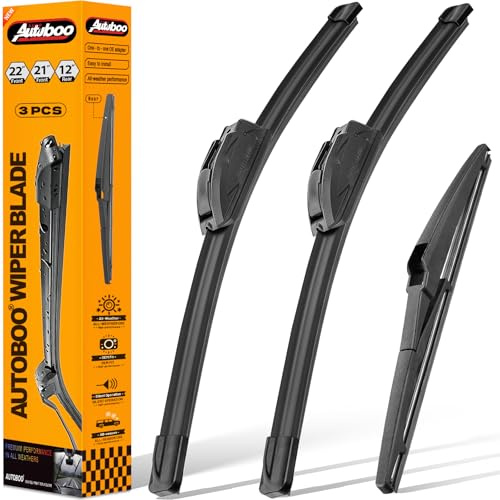 AUTOBOO 22+21 Windshield Wipers with 12 Rear Wiper Blade Replacement for Dodge Durango 2011 2012 2013 2014 2015 2016 2017 2018 2019-2024, Jeep Grand Cherokee-Original Factory Quality (Pack of 3)