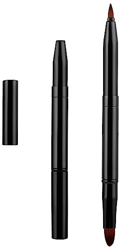 WLLHYF Lippenpinsel-Applikatoren professionelle doppelseitige einziehbare Lippen-Make-up-Pinsel tragbare Reise-Grundierung Lippenpeeling Lippenstift mit Kappe für Frauen und Mädchen (Schwarz)