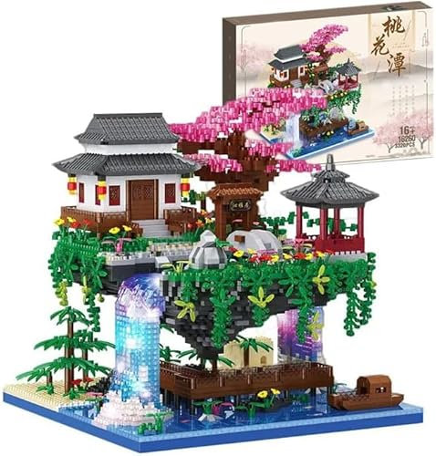 Piscine de Fleurs de pêcher Architecture Maquette Set de Construction, 3320 Pcs Micro Mini Nano Blocs de Construction Modèle pour Adultes Enfants.