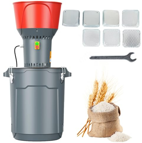 DETODDA 60L Grain Grinder Mill, Corn Grinder Electric Mill, Dry Cereals Grinder Machine, Flour Mill Grinder, Farm Home Wheat Grinder for Bean Spice Rice Cereals Feed Flour, 7 Sizes Sieves