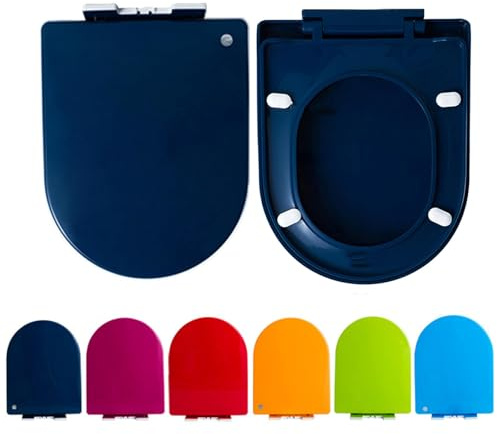 Brigtviee Wc Sitz Mit Absenkautomatik, Farbiger Toilettendeckel Aus Pp In D-Form,Klodeckel Abnehmbar Klobrille Wc Brille,Wc Deckel FüR Das Badezimmer,Sapphire Blue