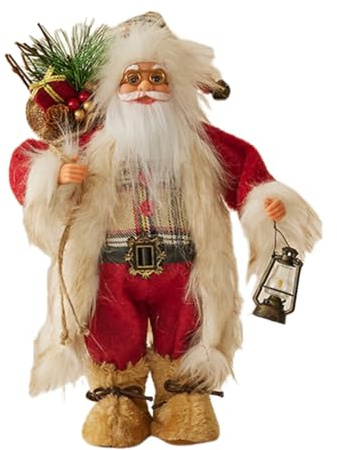 iSpchen Röd stående jultomtefigur traditionell jultomtefigur med presentpåse stående jultomtefigur realistisk jultomtedocka stående jultomtefigur