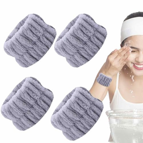 Bandas de toallas de lavado para muñecas - 4 piezas absorbentes faciales, pulseras de limpieza de microfibra | Cintas de mujer