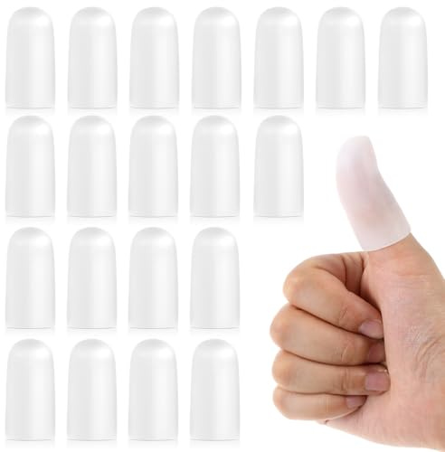Tucnoeu 20 protectores de silicona para dedos en caso de lesiones, para alivio del dolor de artritis, color blanco