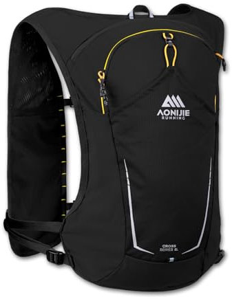 Joscoal Laufweste Fahrradrucksack Skirucksack Laufrucksack Damen und Herren 8L Running Vest Ultraleicht 210g Trailrunning Rucksack mit Notfallpfeife, Schwarz