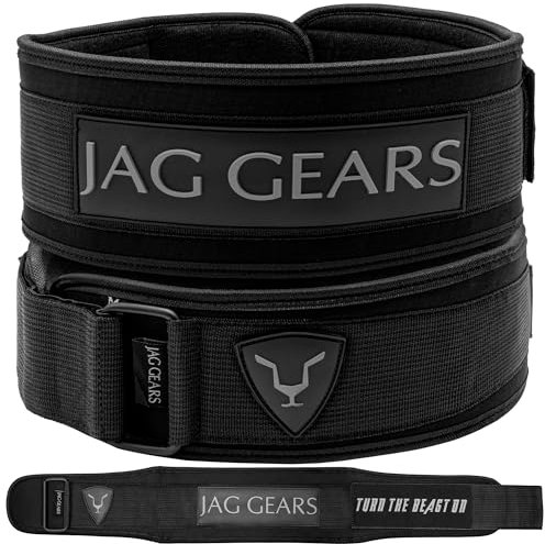 JAG GEARS Weight Lifting Belt | Adjustable Neoprene Powerlifting Belt | Back Lumbar Support | Gym Lifting Belt | Back Strength Training | Workout Lifting Belt for Men and Women Black (Black, S)