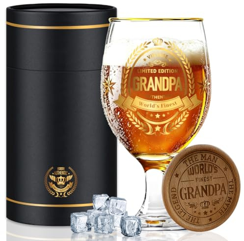 Fabuloustrim Grandad Beer Glass Gift, Birthday Gifts for Grandad,Retirement Gifts for Grandpa,Father's Day Present,Personalised Beer Glass for Men