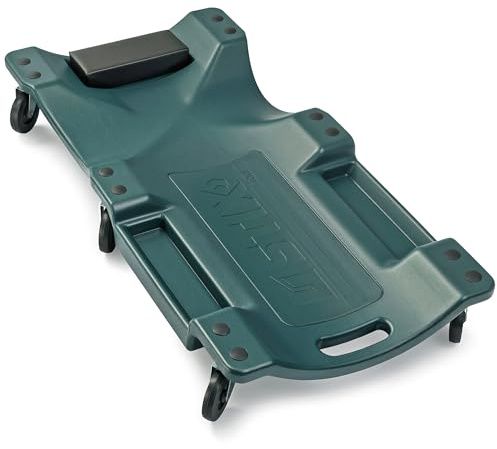 Stix - Carrello a rotelle per auto da officina, 91 cm, lettino per officina, portata massima 150 kg con poggiatesta, 6 ruote, con ripiani per attrezzi
