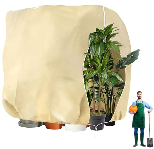DBREAKS Voile Hivernage Plante, Housses de Protection d’Hivernage 250 x 360 cm, 80g/㎡ Sac de Couverture Respirante Réutilisable avec Fermeture éclair et Cordon de Serrage