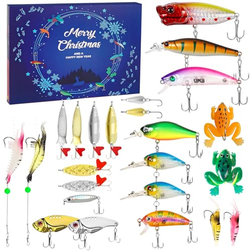 SUPRBIRD 24 fiskebetesset: Förrigerade fiskejiggar med tackle box, superhållbara TPE-fiskedrag, fiskedrag för gädda, gös, öring, abborre, för söt- och saltvatten