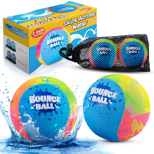 KmmiFF Wasser Sprungball, 2er-Pack Bounce Balls als Outdoor Games am Strand, See and Pool für Kinder 5-12 Jahre (Bunt)