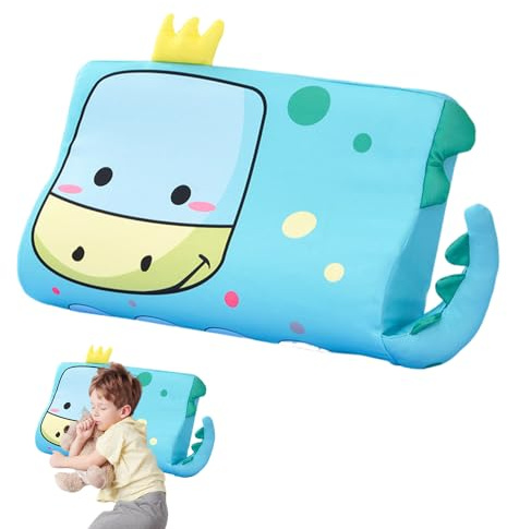 Wxeadu Almohada Infantil, 45 x 27 cm Almohada para Niños, Almohada Niño con Funda, con Memoria, Transpirable y Suave, Almohadas Ergonómica para Niños de 3 a 12 Trae Dulces Sueños (Dinosaurio)