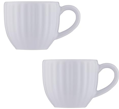 Price & Kensington Luxe - Juego de 2 tazas de café expreso de cerámica blanca de 85 ml, diseño estriado, tazas de espresso que retienen el calor, presentadas en caja de regalo