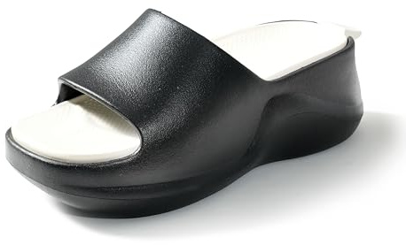 JOMIX Ciabatte Donna Estive Platform EVA 5 cm Sandali Estivi Chunky Comfort Pantofole Leggere Ammortizzate Antiscivolo Scarpe Aperte Casa Mare Tempo Libero Nero, 36/37