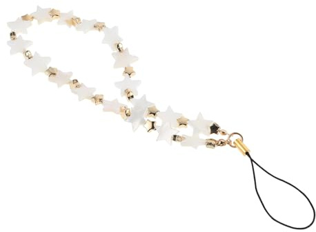ASAKKURA Llavero para Teléfono Cuentas de Plástico y Estrella de Cinco Puntas, Cadena Decorativa Resistente y Multifuncional para Móviles y Bolsos