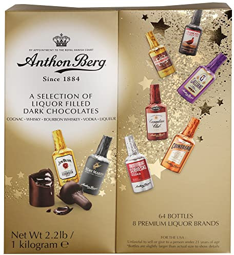 Anthon Berg Liquor Filled Dark Chocolates Gift Box Assortment Pack (Pack of 64)