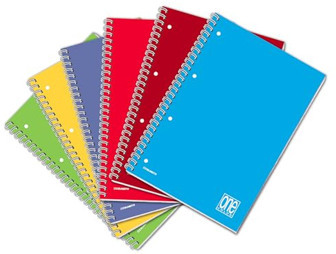 One Color - Quaderno a Spirale A4 - Tinta Unita 5M Quadretti 5mm - 5pz