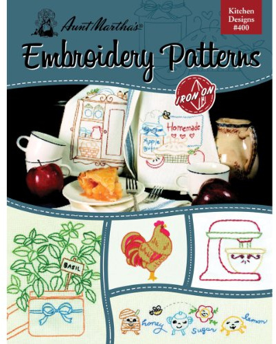 Aunt Martha's 400 Kitchen Designs Embroidery Transfer Pattern Book, Over 25 Iron On Patterns