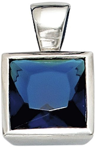 Jobo Damen Anhänger quadratisch 925 Sterling Silber rhodiniert 1 Zirkonia blau