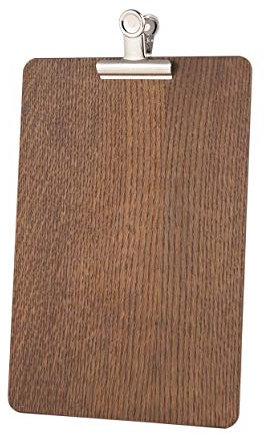 Chalkboards UK, Klemmbrett mit abnehmbarem silberfarbenem Clip, Holz, Holz, dunkle Eiche, A4 (34 x 24 x 1cm)