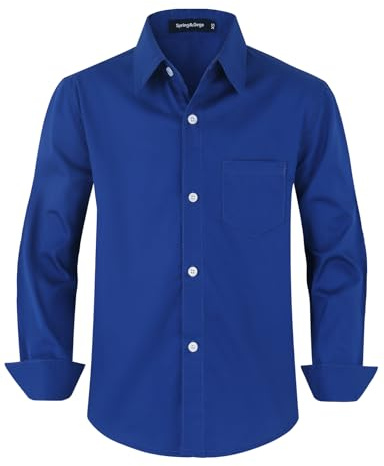 Spring&Gege Enfärgad uniform med långa ärmar, skjorta för pojkar (3–14 år), 11-12 år