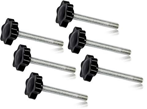 SPEEDWOX Lot de 6 boutons à vis de serrage M6 x 50 en forme de tête hexagonale moletée à filetage mâle Filetage métrique