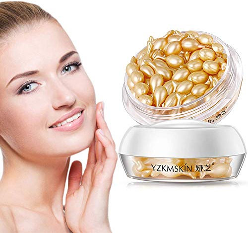 Gesichtsserum-Kapseln, Reduzierung von feinen Linien Hautaufhellung Hyaluronsäure-Essenz-Kapseln Anti-Aging Vitamin E Serum Feuchtigkeitsspendendes Gesichtsserum 30 Kapseln