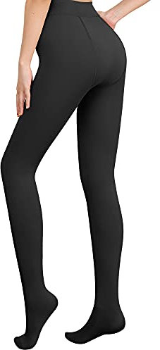 Libella Damen Thermo Strumpfhosen mit Innenfutter Winter warm blickdichte Thermostrumpfhose Kuschel Seamless Treggings hoch Bund Sport Tight Schwarz 4152 S