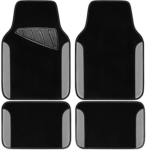 CAR PASS Rainbow Alfombrillas Impermeables de Ajuste universales para Coche, con Reverso Antideslizante, para SUV, Furgonetas, sedanes, Camiones, Juego de 4 para Hombre y Mujer (Negro y Gris)