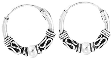 Feine Schmuck-Creolen Sina Ø 12 mm Ohrringe mit Kügelchen Handarbeit 925 Sterling Silber