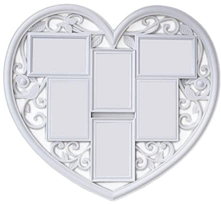 predolo Cornice per Collage di Decorazioni da Parete a Forma di Cuore 6 Cornice per Foto di Famiglia Decorativa Bianca da Appendere alla Parete 4x6.