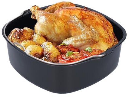 Tissting Moule à Gâteau 22cm Baril à Gâteau en Fer Carré, HD9925 HD9860 HD9905/01 Accessoires de Friteuse à Air, Outil de Cuisson de Cuisine pour Friteuse