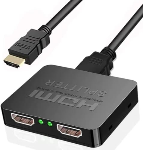 Sfunpu HDMI Splitter 1 in 2 Out, 4K 3D 1080P per Doppio Monitor, Compatibile Con MacBook, Xbox, PS3/4, Lettore Blu-Ray, Roku