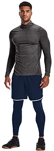 Under Armour - Mens ColdGear Armour Fitted Mock Long-Sleeve T-Shirt, Color Charcoal Light Heather (021), Size: X-Large