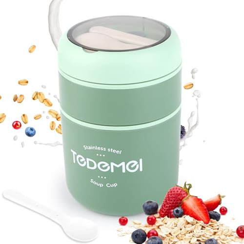 Tazza da 710 ml, pratica tazza per cereali, yogurt, a prova di perdite, con cucchiaio e coperchio, suddivisione per yogurt e cereali, lavabile in lavastoviglie per lavoro, viaggio