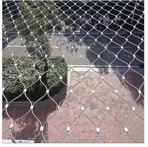 VXHCS 304 Edelstahl-Seilnetz, Sicherheitsnetz für Balkon, 10cm/1,5mm Flexibles Seil-Geländer-Netz, Flexibles, Schlagfestes Sicherheitsnetz (1.2x2m)