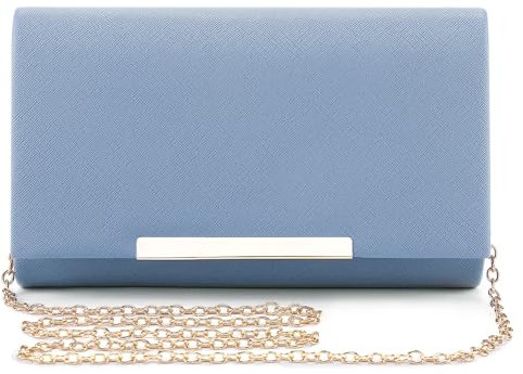 BAIGIO PU-Leder Abendtasche Damen Clutch Handtasche Hochzeit Elegant Brauttasche Damen Kettentasche Mädchen Klein Umhängetasche für Party Freizeit (Blau)